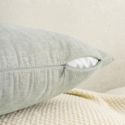 HWY 50 Decorative Chenille Throw Pillow Covers Light Gray 12x20 Inch