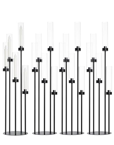 4Pcs 39.8'' Black Floor Candelabra Centerpiece for Wedding Table Decor