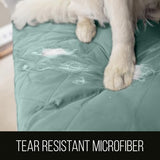 Sofa Shield® Couch Armchair Covers for Dogs, Reversible Furniture Protector with Strap, Stain and Tear Resistant Cushion Cover, 23 inch Seat, Machine Washable Slipcover Pets, Cats, Seafoam Cream