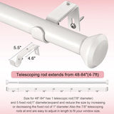 SIMEWIN Heavy Duty White Curtain Rods for Windows 48 to 84 Inches, White 1" Adjustable Curtain Rods with Diamond Finials for Bedroom, Living Room, Patio, Kitchen