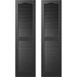 Builders Edge 14.5 in. W x 48 in. H Builders Edge, Standard Cathedral Top Center Mullion, Open Louver Shutters, Includes Matching Installation Spikes (Per Pair), 002 - Black