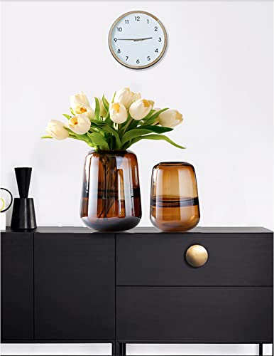 Modern Minimalist vase, Crystal Glass vase, vase, Flower vase, Dried Flower vase（Amber）