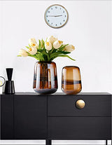 Modern Minimalist vase, Crystal Glass vase, vase, Flower vase, Dried Flower vase（Amber）