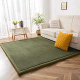 MAXYOYO Play Mat, 1.2" Thick Memory Foam Soft Padded Carpet with Non-Slip Backing, 3x5 ft Japanese Tatami Rug Living Room for Kids, Toddler, Children, Nusery(Olive Green)