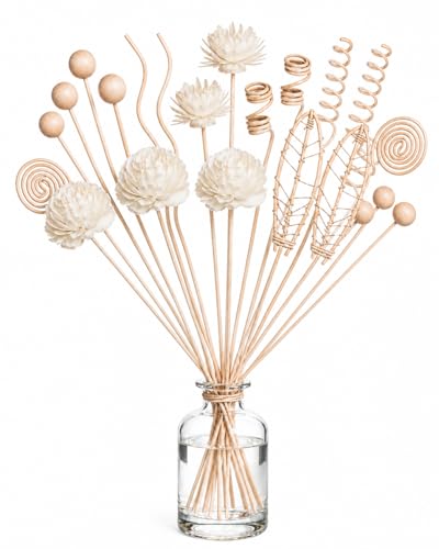 21 Pcs Reed Diffuser Flower Sticks Set, Decorative Sola Flowers Reeds Diffusers Stick Refill for Replacement