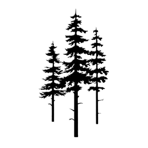 Jidecor Metal Pine Tree Wall Art Decor, Nature Home Decor, Cedar Trees Metal Sign, Wall Decorations for Living Room, Forest Decor, Nature Lover Gift (Black)