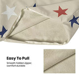 4th of July Throw Pillow Cover, 18x18 Inch Set of 2 Blue Red White Stars Patriotic Decorative Outdoor Cushion Cover Independence Memorial Day Pillow Cases Linen Farmhouse for Sofa Couch Bed