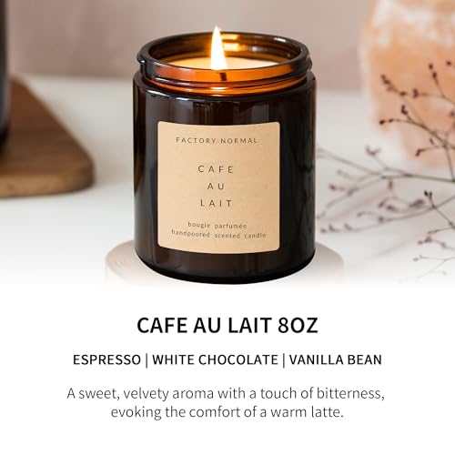 Scented Soy Candle Amber Jar Perfume Candle Aroma Healing Gift (8oz, Cafe Au Lait)