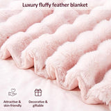 DREAMNINE Soft Faux Bubble Rabbit Fur Throw Blanket for Couch, Thick Cozy Decorative Warm Fuzzy Fur Blanket for Sofa Chair Bedroom Living Room Dorm Women Gift, 50 * 60 Inches, Pink