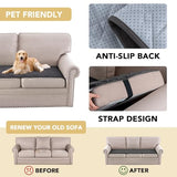 H.VERSAILTEX Couch Cover Chenille Pet Fuzzy Sofa Covers for 3 Cushion Couch Anti Slip Washable Sofa Slipcovers with Strap Soft Couch Protector Cover for Dogs Cats Kids(27.6" x 71", Grey)
