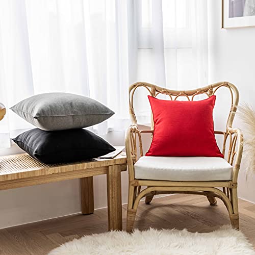 Home Brilliant Red Outdoor Pillows Christmas Waterproof Linen Pillow Covers Farmhouse Rectangle Lumbar Throw Pillow for Living Room Balcony Patio Couch, Pack of 4, 12 inch x 20 inch (30 x 50 cm)