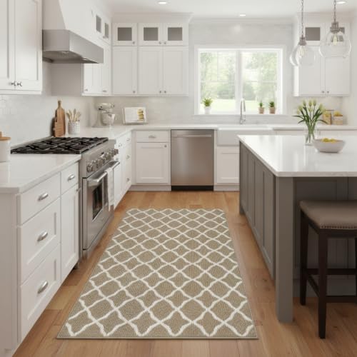 SHACOS Large Door Mat 3'x5' Indoor Washable Front Door Mats, Beige