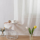 OWENIE Linen Blend Sheer Curtains 84 inches Long 2 Panels Set for Bedroom, Natural Linen Light Filtering Semi Sheer Cutain for Living Room Rod Pocket Drapes, 2pcs, Each 40 W x 84 L