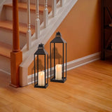 Large Lanterns Decorative Outdoor Indoor, 23" 19" Floor Lantern with Candle