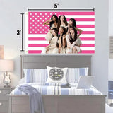 Katseye Pink American Flag Tapestry, 3x5 FT Polyester Wall Hanging with Brass Grommets, Single-Side Print for Bedroom Studio Decor