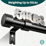 Curtain Rods 72-144 Inch, 1" Heavy Duty Adjustable Curtain Rod for Windows, Black Extra Long Window Treatment Rod, Modern Design, Easy Installation