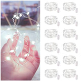 Bexdir 12 Pack Fairy Lights Battery Operated,7ft 20 LED Waterproof Silver Wire String Lights, Firefly Starry Lights for DIY Mason Jars Wedding Table Centerpieces Party & Bedroom Decor (Cool White)