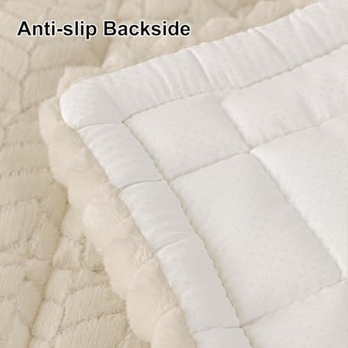Smiry Couch Cover for Dogs, Non Slip Fuzzy Pet Sofa Covers Washable for 2-3 Cushion Couch, Soft Thick Furniture Protector for Cats Dogs, Against Fur, Dirt, Scratch Resistant (Beige, 27.6"x59")