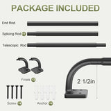 Curtain Rods for Windows 36 to 60 inch, 5/8" Blackout Wrap Around Curtain Rod Telescoping Adjustable for Sliding Door Bedroom Kitchen RV, Black (36"-63")