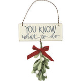 Bird's Nest Gifts and Antiques, Wood, Felt, Wire, Ribbon, Christmas Hanging Mistletoe Decor Ornament You Know What to Do!