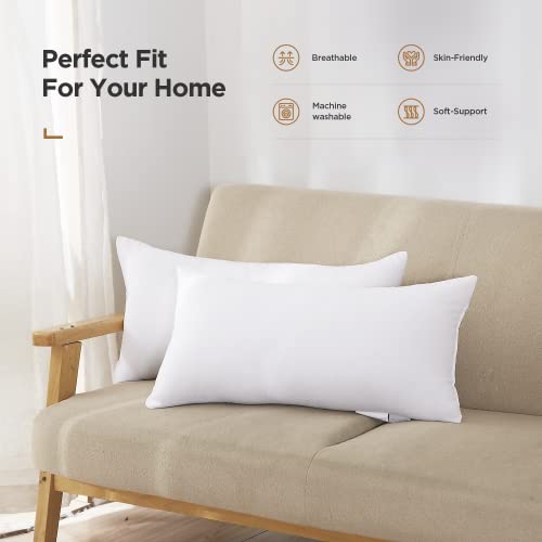 Acanva Throw Pillow Insert, Premium Stuffer Inserts Decorative Rectangle Premium Sham Forms Cushion for Sofa Couch Chair,16x26 Inch (Pack of 1), White