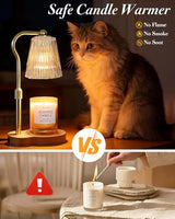 Candle Warmer Lamp, Wax Melt Warmer with 2 Bulbs for Scented Jar Candles, with Timer Dimmer Adjustable Height, Home Decor Gift for Girl Friend Mom Sister Women, No Flame No Smoke Warming Light, Amber