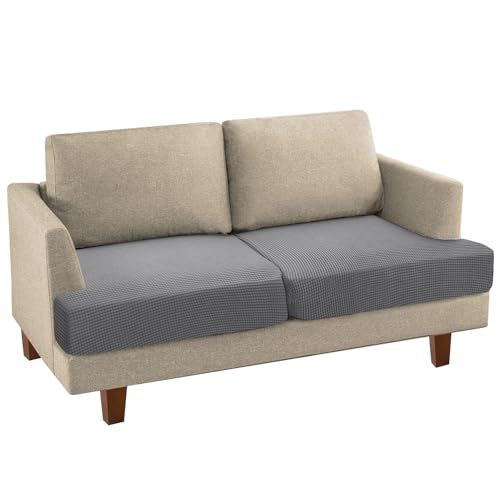 PrinceDeco 3 Pieces Loveseat Slipcover Bundle T Cushion Seat Couch Covers, Dove