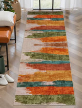 2x6 Runner Rug for Hallway Kitchen, Modern Abstract Washable Orange
