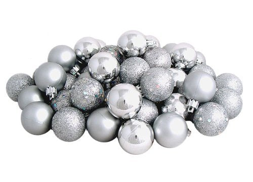 Kipokalor Silver Christmas Tree Ball Ornaments, mini Shatterproof Satin Shiny and Glitter Finish Bulb Christmas Ornaments (Silver, 21pcs)