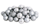 Kipokalor Silver Christmas Tree Ball Ornaments, mini Shatterproof Satin Shiny and Glitter Finish Bulb Christmas Ornaments (Silver, 21pcs)