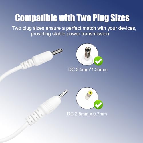 USB to Dual DC Power Cable, 5V 2A Y Splitter Cord, USB to DC 3.5mm and DC 2.5mm Charging Cable, Compatible with Moon Lamps Bluetooth Headphones USB Fans and More,5FT/1.5M Charger