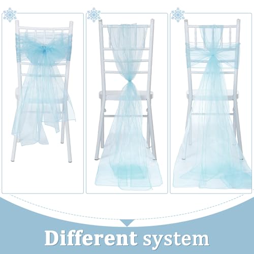 Breling 20 Pcs Coastal Wedding Chair Sashes Light Blue Starfish Beach Chair Covers Bulk 9ft Long Ocean Aisle Decorations for Outdoor Summer Seaside Wedding Party Banquet Reception