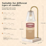 Hong-in Modern Gold and Marble Candle Warmer Lamp with Textured Glass Shade, Elegant Candle Lamp for Bedroom Living Room Kitchen, Luxury Home Decor Accent Lamp,Birthday Gift for Women