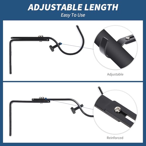 Premium Curtain Rod Brackets for Wall - Adjustable Hooks, Iron Holders for 1 Inch Rod - Black (2 PCS)