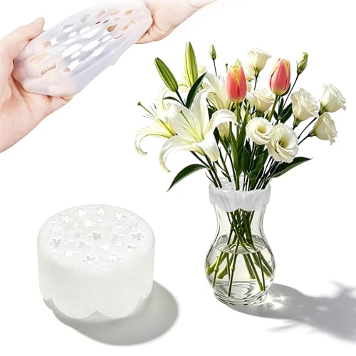 Bulgeiy Silicone Flower Arranging Grid, Flexible Reusable Blossom Stem Holder for Vases, Easy DIY Floral Arrangement Tool for Ikebana, Weddings & Home Decor(1 Pcs)