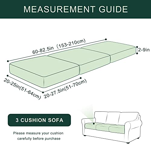 CHUN YI 3Piece Stretch Couch Cushion Covers, Sofa Seat Slipcovers for Pets, Suitable for Armchair Loveseat Sofa with Spandex Jacquard Washable Fabric(3Piece,Grey)
