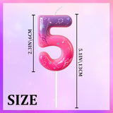 K-pop Pink Purple Number Birthday Candle – Trendy Cake Decoration for Themed Parties, Sparkly Gradient Cake Topper for Girls Birthday Party Decoration for Teens（Number 5）