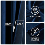 EMEMA Navy Blue Velvet Curtains 84 Inch Length 2 Panels Set, Elegant Blackout Curtains for Bedroom, Grommet Thermal Insulated Soundproof Room Darkening Window Drapes for Living Room W42 x L84