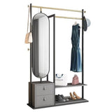 Full-Length Mirror Multifunctional Floor-Standing Coat Rack Fitting Mirror Combination Living Room Bedroom Dressing Mirror with Lockers Full Length Floor Mirror (Gold 115cm)