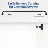 French Door Curtain Rod Adjustable 18"-32", Wrap Around Cafe Curtain Rod 1/2" Diameter, Screwed Sash Rods for Door Window, Black, 2 Pack