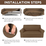 Peryiter 2 Pcs Sofa Covers Couch and Loveseat Covers Set Stretch Sofa Slipcover for Living Room Armchair Furniture Protector, Wrinkle Proof(Chocolate,Milk Silk)