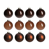 AOMOONOA Brown Glass Christmas Ball Ornaments for Tree, 2.36” Christmas Hanging Ornaments Set of 12 Xmas Baubles for Holiday Party Xmas Tree Decorations Gifts