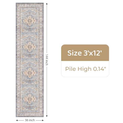 Washable Hallway Runner Rug 3x12: Non Slip Runner Rugs with Rubber Backing