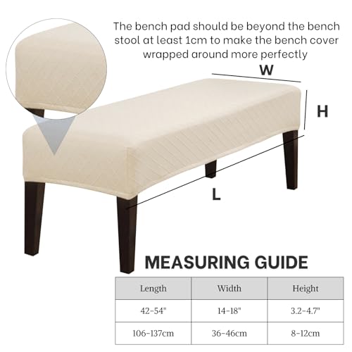 SearchI Dining Bench Cover, Stretch Washable Long Bench Seat Covers, Rectangle Dining Table Bench Slipover for Dining Room, Living Room, Kitchen(Beige)