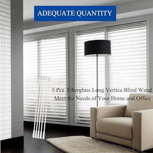 JUYO VONSAN Curtain Pull Wand Blinds 5pcs 12 inch Wand Fiberglass Vertical Blinds Replacement Parts Blind Tilt Wand (5, 12 Inch in Length)
