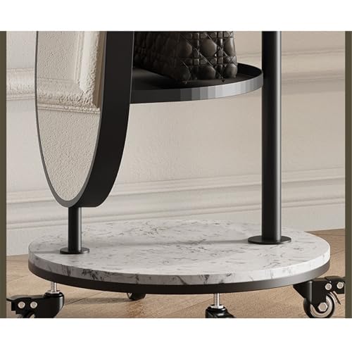 Decorative Simple Retro Style Full-Length Mirror with Wheels Coat Rack Floor-Standing High-Definition for Living Room(Black)