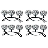 Crystal Tealight Candle Holder Centerpiece Home Decorative Candlestick Holder Elegant Table Centerpiece Home Decor Wedding Party Anniversary (Black, 3 Arm of 4 Pcs)