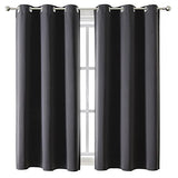 ChrisDowa Grommet Blackout Curtains for Bedroom and Living Room - 2 Panels Set Thermal Insulated Room Darkening Curtains (Dark Grey, 42 x 63 Inch)