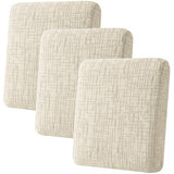 Stretch Couch Cushion Covers, 3 Piece Sofa Seat Slipcovers for Pets, Non Slip Sofa Seat Cover Washable Washable, Soft Thick, with Elastic Bottom(3 Piece Sofa Cushion Covers, Beige)