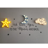 3 Pack Star Moon Cloud Night Light - LED Decorative Lamp for Kids Room, Warm White Cordless Wall Mountable/Freestanding Lights, Perfect Birthday/Baby Shower Party Decor & Gift for Children